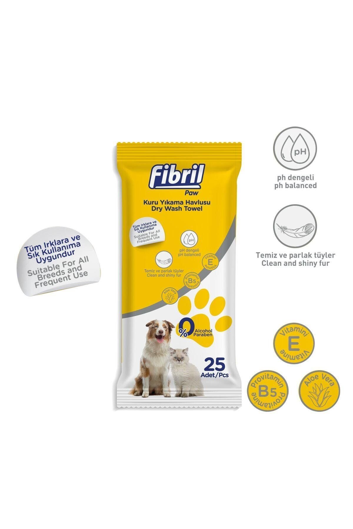 Fibril Evcil Hayvan Kuru Yıkama Havlusu 25 Adet