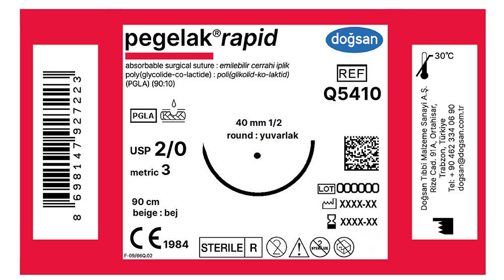 Pegelak rapid 2/0 40 1/2 yuvarlak,90cm