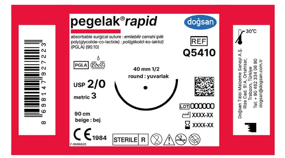 Pegelak rapid 2/0 40 1/2 yuvarlak,90cm
