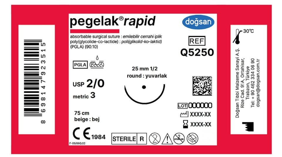 Pegelak rapid 2/0 25 1/2 yuvarlak,75cm