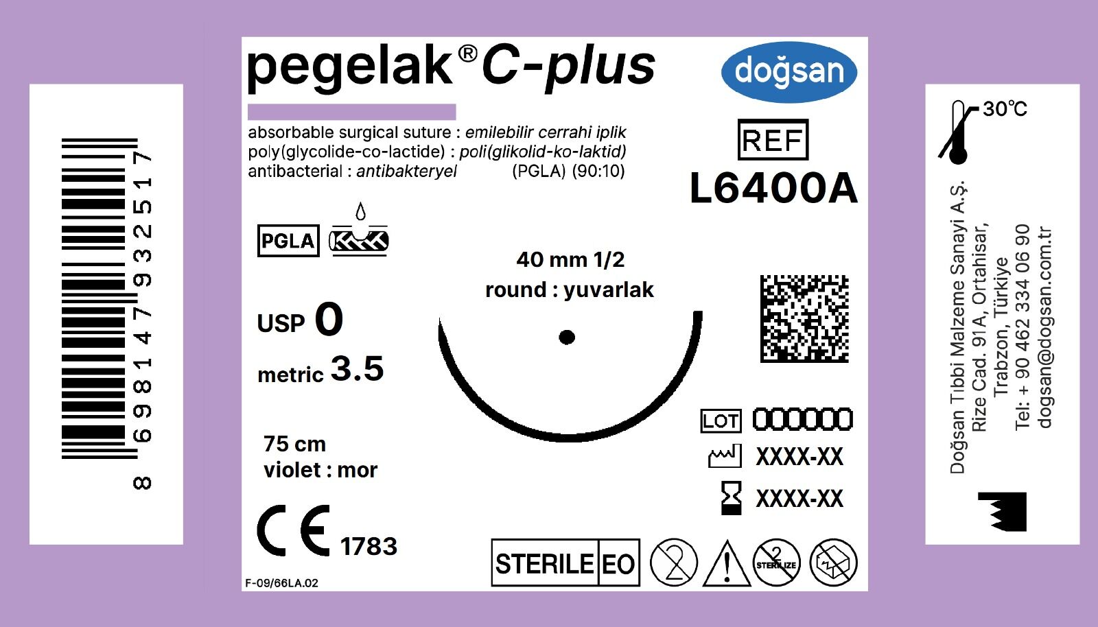 Pegelak plus 0 40 1/2 yuvarlak,75cm