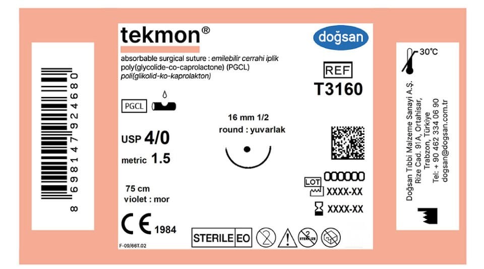 Tekmon 4/0 16 1/2 yuvarlak,75cm