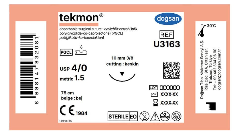 Tekmon bej 4/0 16 3/8 keskin(▼),75cm