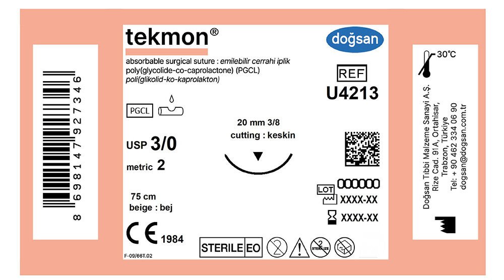 Tekmon bej 3/0 20 3/8 keskin(▼),75cm