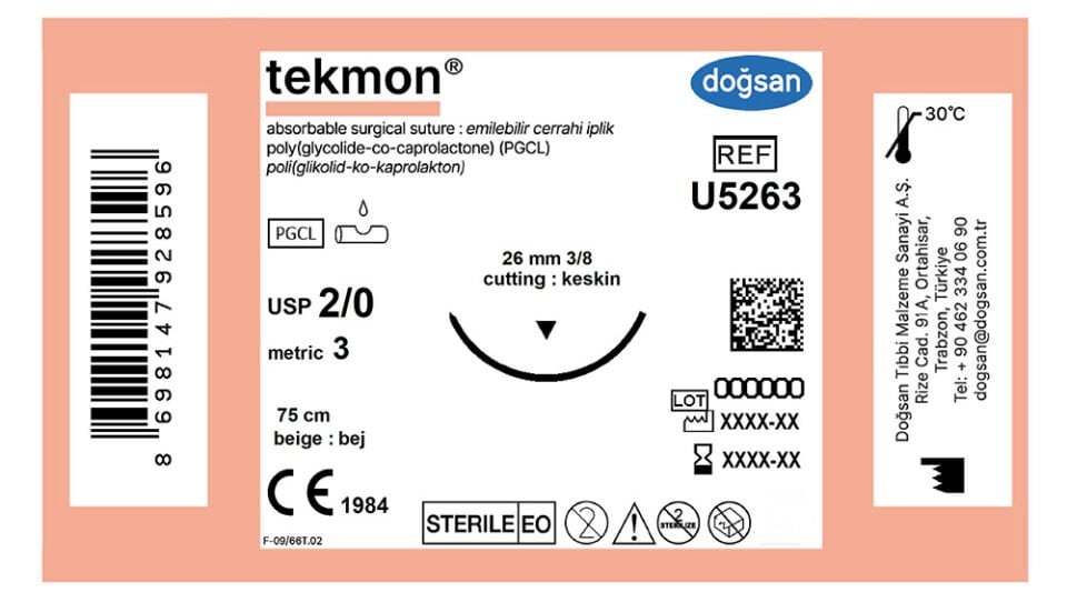Tekmon bej 2/0 26 3/8 keskin(▼),75cm