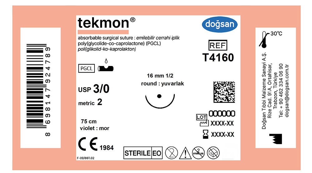 Tekmon 3/0 16 1/2 yuvarlak,75cm