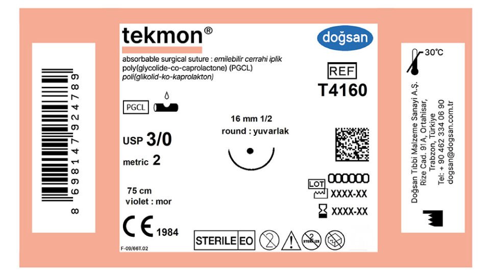 Tekmon 3/0 16 1/2 yuvarlak,75cm