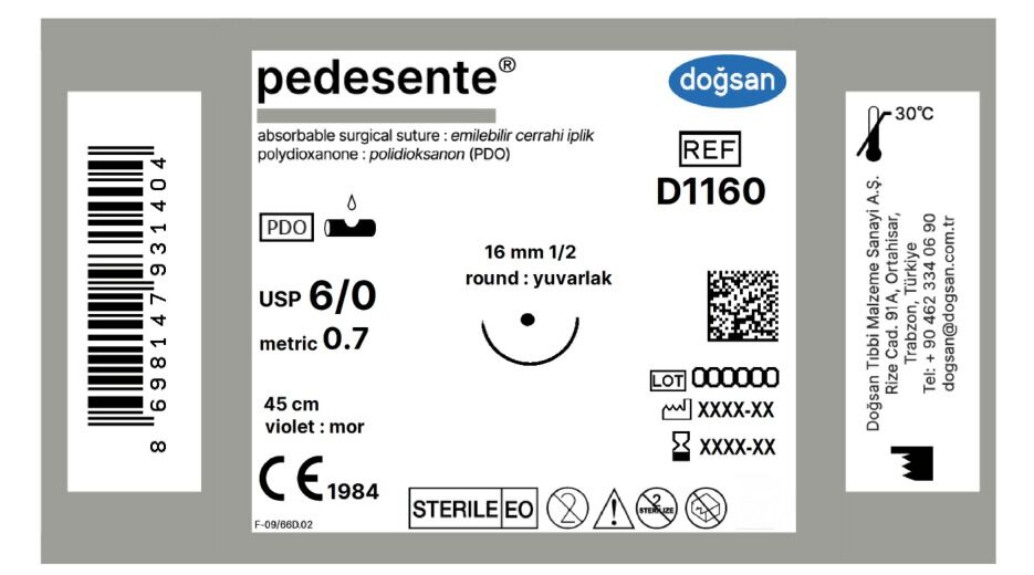 Pedesente 6/0 16 1/2 yuv,45cm