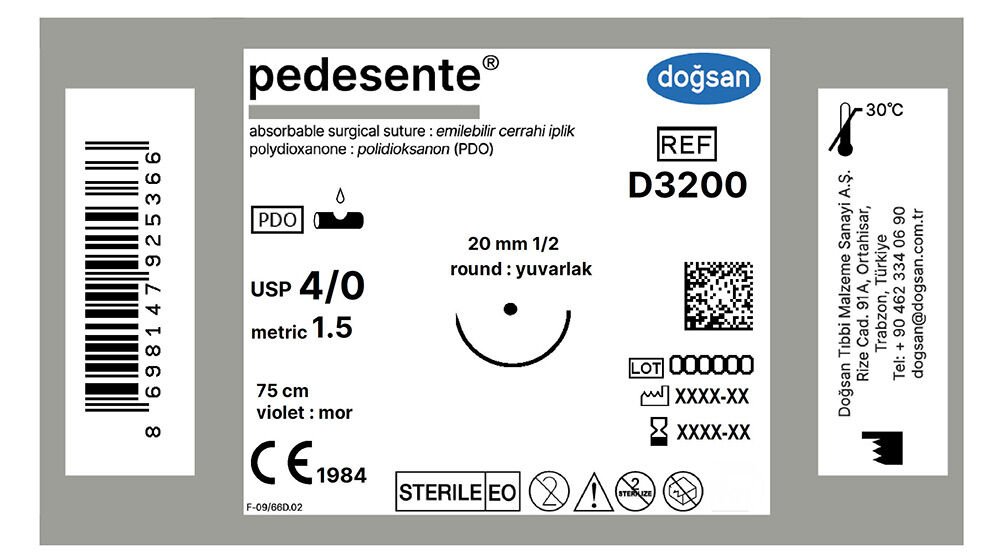 Pedesente 4/0 20 1/2 yuvarlak,75cm