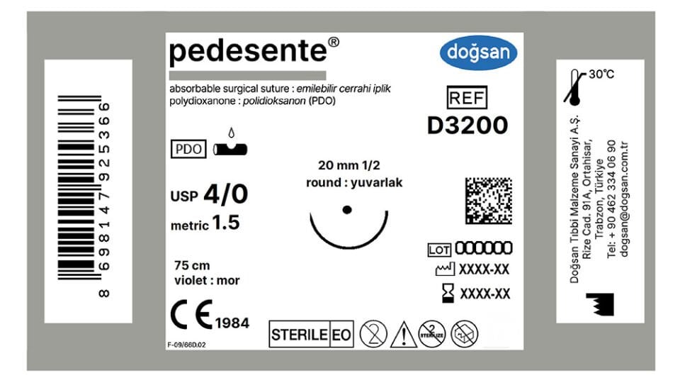 Pedesente 4/0 20 1/2 yuvarlak,75cm