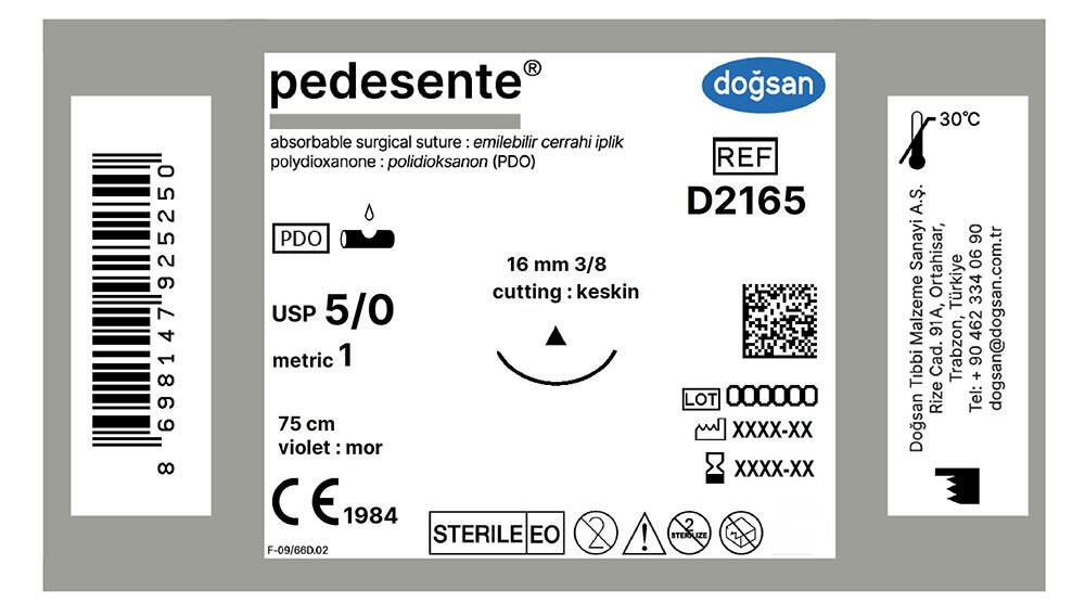 Pedesente 5/0 16 3/8 keskin(Δ),75cm