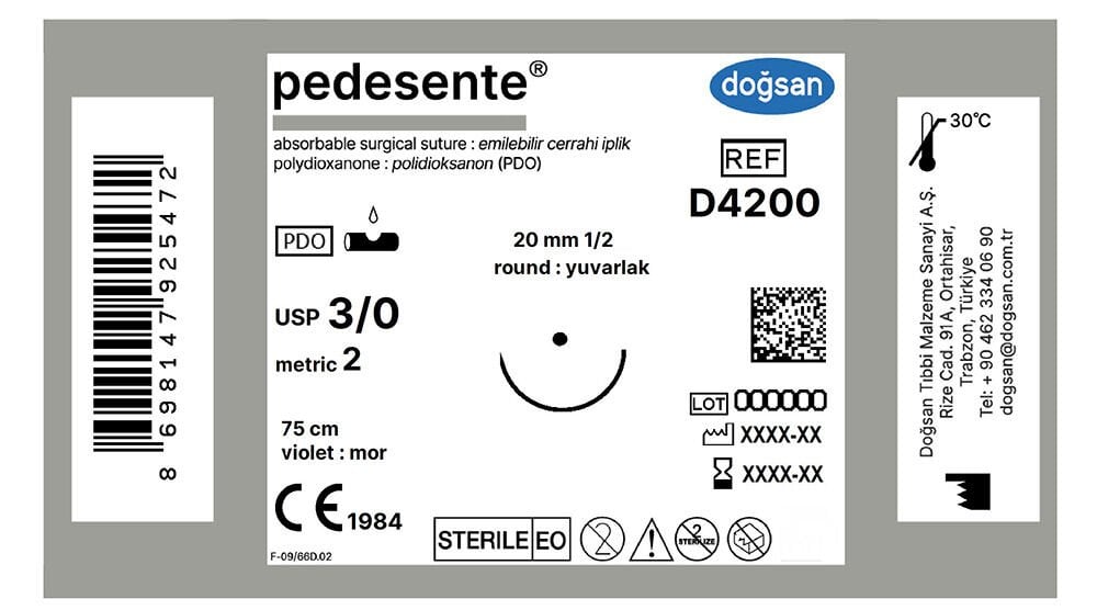 Pedesente 3/0 20 1/2 yuvarlak,75cm