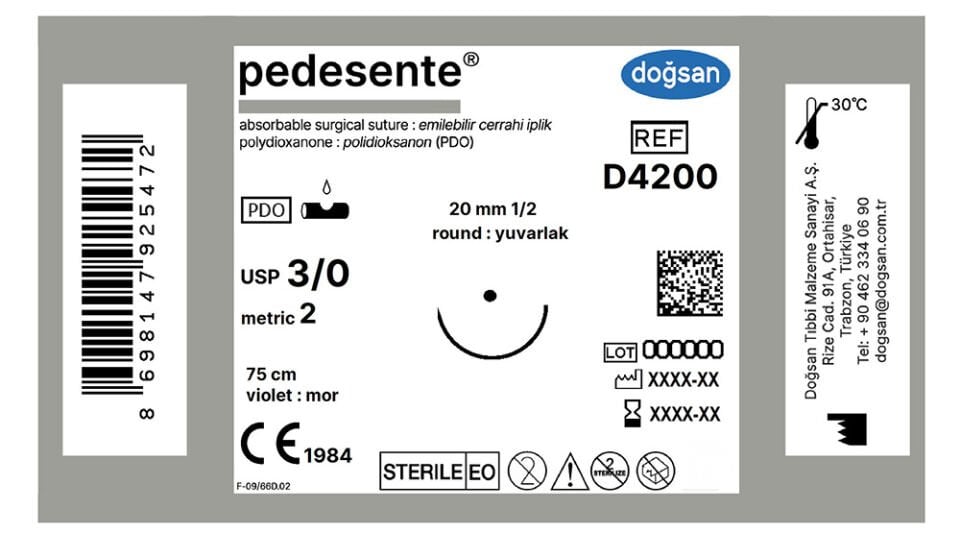 Pedesente 3/0 20 1/2 yuvarlak,75cm