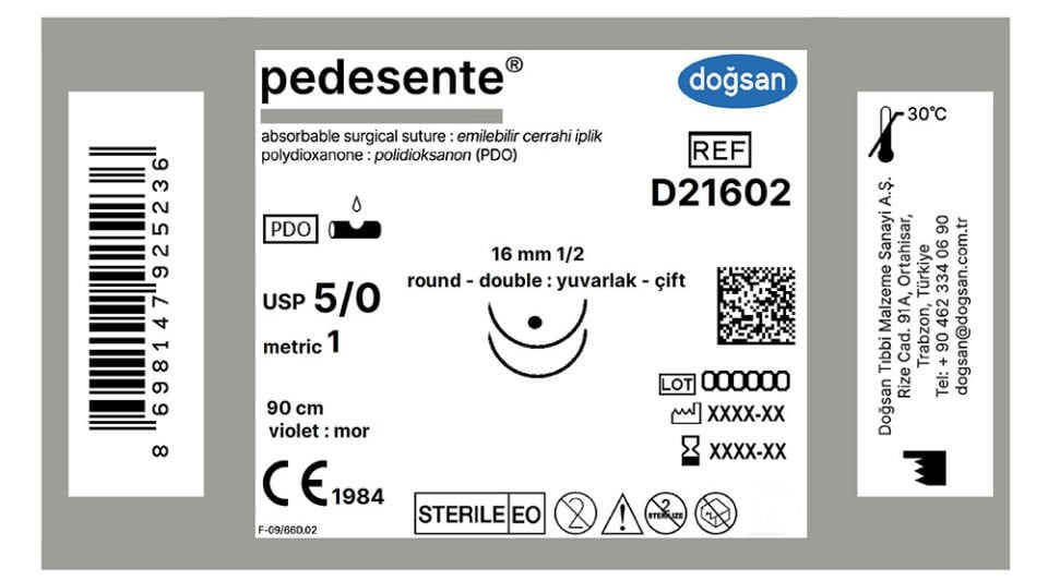 Pedesente 5/0 16 1/2 yuv(çft),90cm
