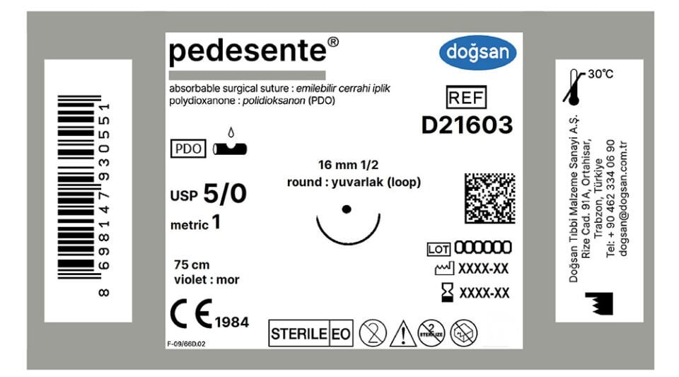Pedesente 5/0 16 1/2 yuvarlak loop,75cm