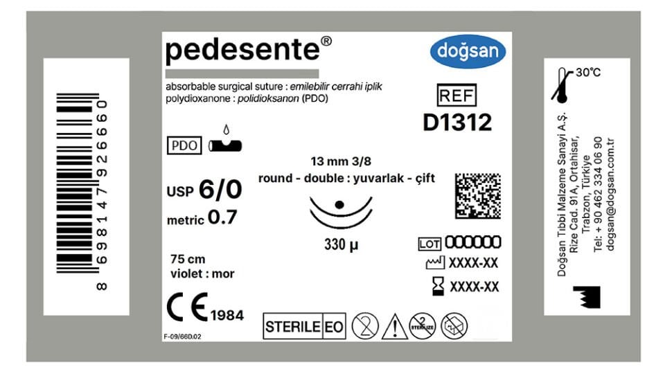 Pedesente 6/0 13 3/8 yuv(çft),330µ,75cm