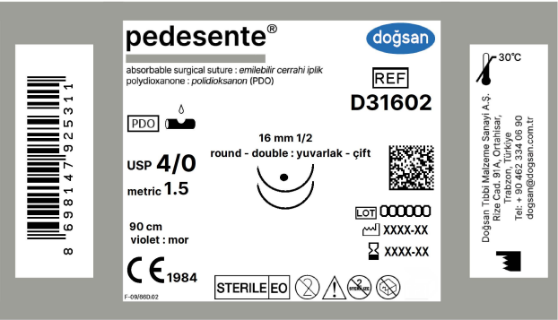 Pedesente 4/0 16 1/2 yuv(çft),90cm