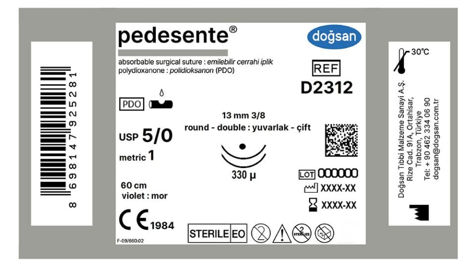 Pedesente 5/0 13 3/8 yuv(çft),330µ,60cm