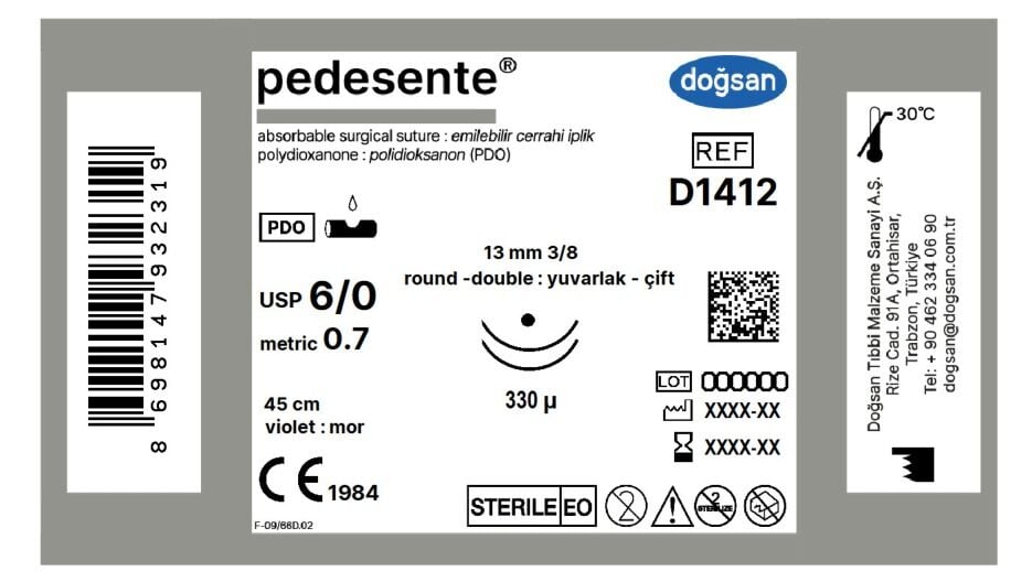 Pedesente 6/0 13 3/8 yuv,çft,330µ,45cm