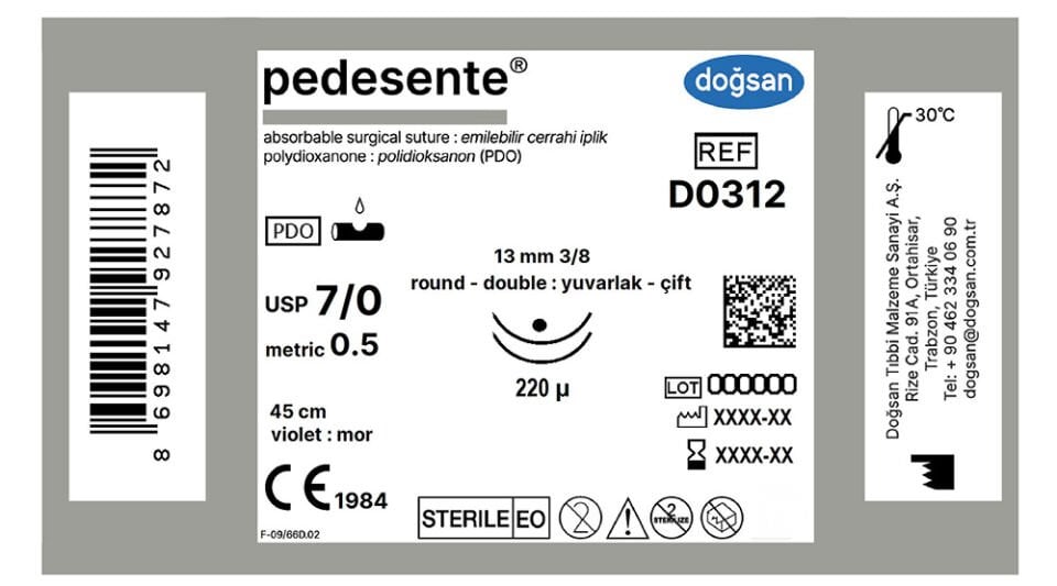 Pedesente 7/0 13 3/8 yuv(çft),220µ,45cm