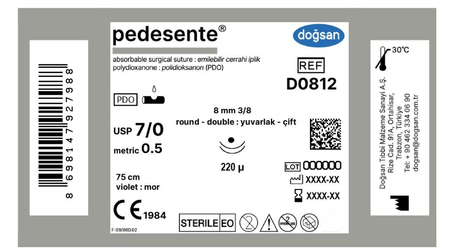 Pedesente 7/0 8 3/8 yuv(çft),220µ,75cm