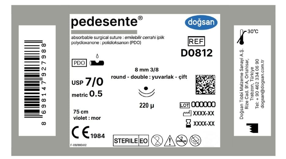 Pedesente 7/0 8 3/8 yuv(çft),220µ,75cm
