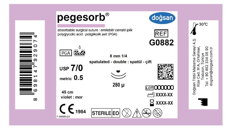 Pegesorb 7/0 8 1/4 spat(çft),280µ,45cm