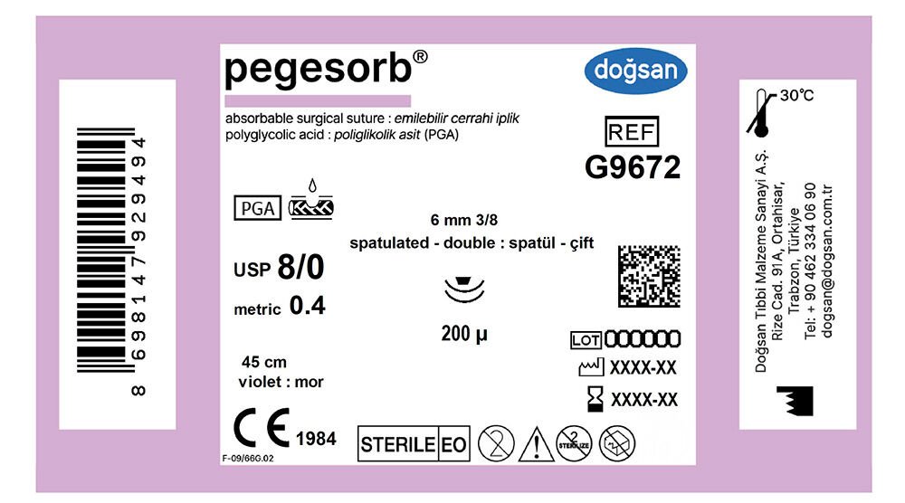 Pegesorb 8/0 6 3/8 spat(çft),200µ,45cm