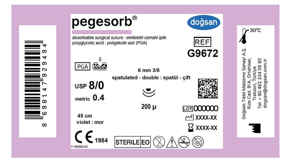 Pegesorb 8/0 6 3/8 spat(çft),200µ,45cm