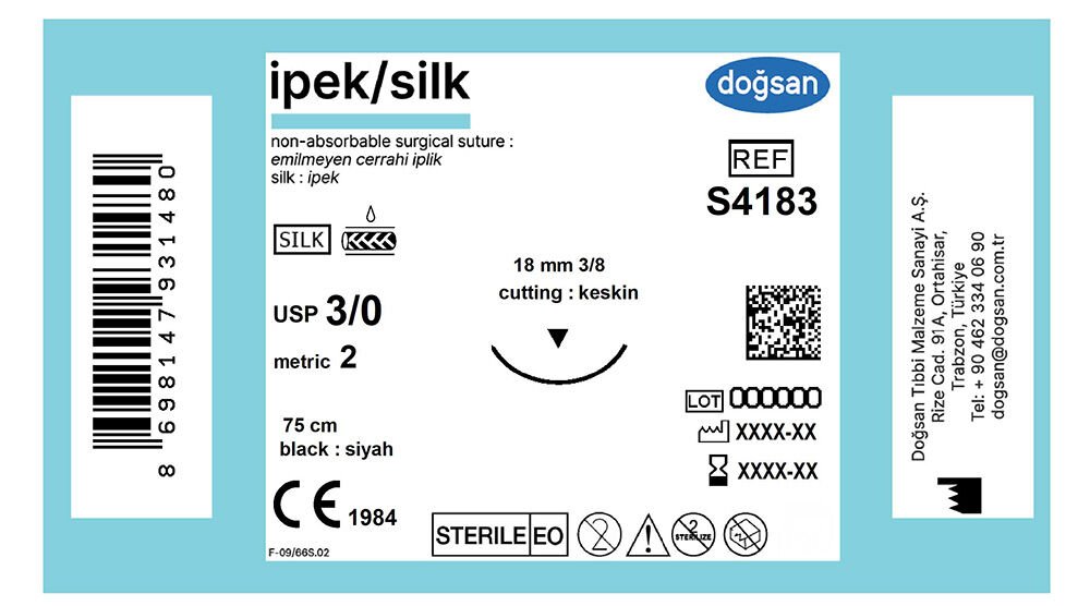 Ipek 3/0 18 3/8 keskin(▼),75cm