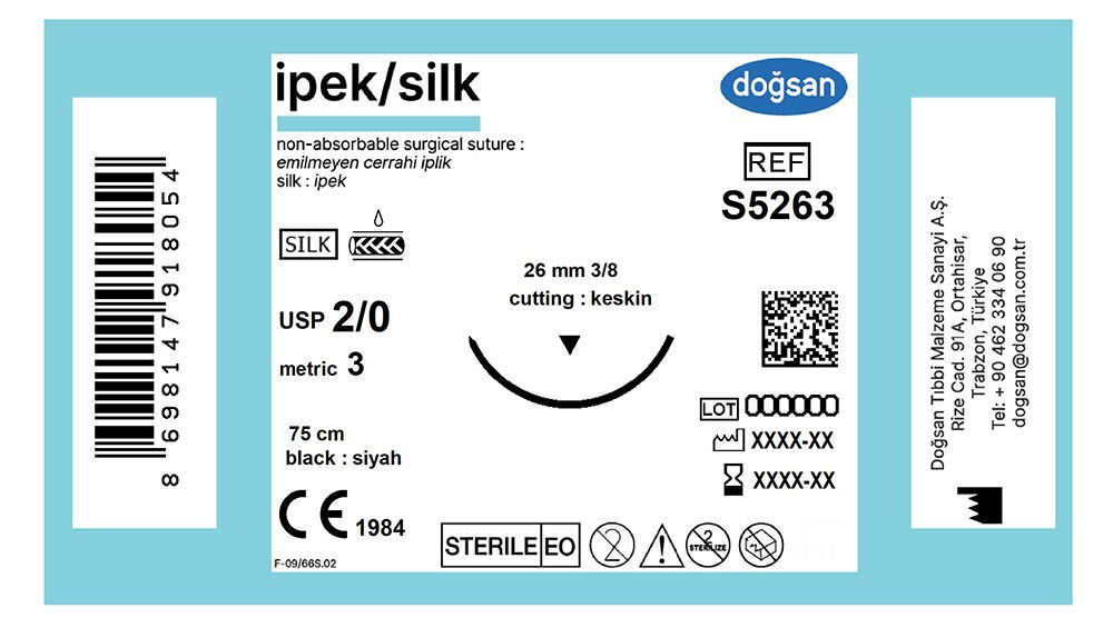 Ipek 2/0 26 3/8 keskin(▼),75cm