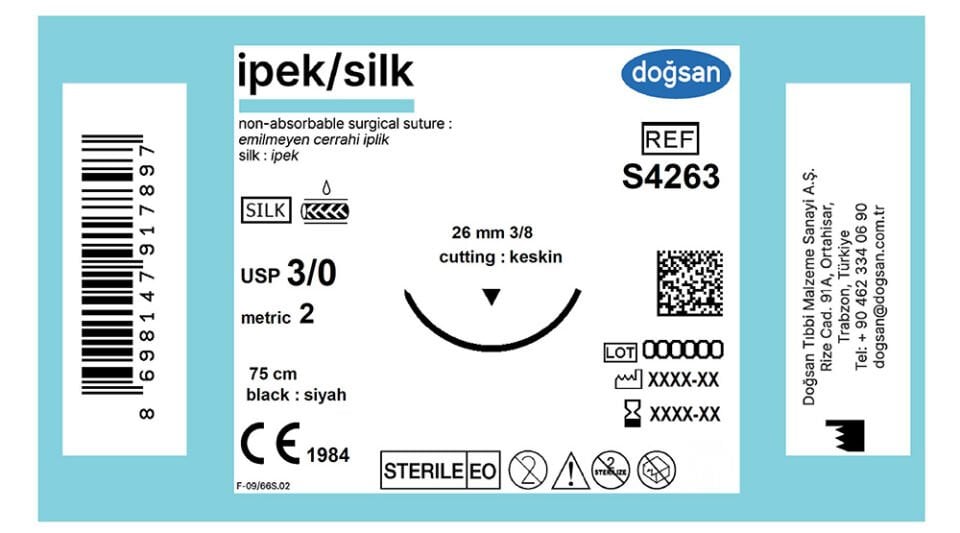 Ipek 3/0 26 3/8 keskin(▼),75cm
