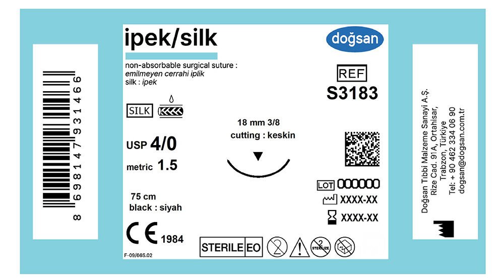 Ipek 4/0 18 3/8 keskin(▼),75cm