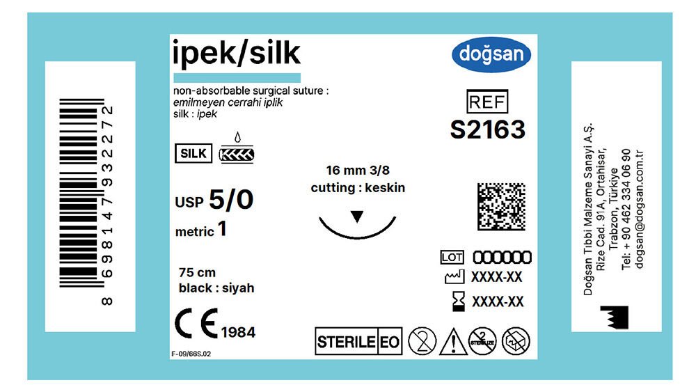 Ipek 5/0 16 3/8 keskin(▼),75cm