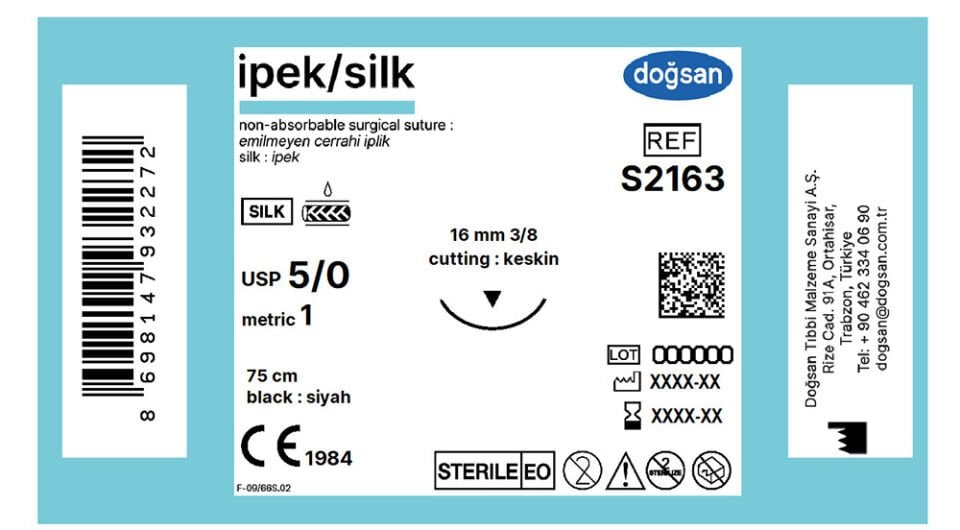 Ipek 5/0 16 3/8 keskin(▼),75cm