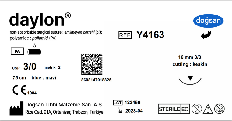 Daylon 3/0 16 3/8 keskin(¡),75cm