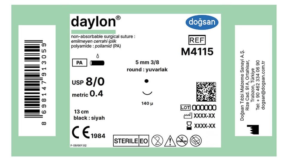 Daylon 8/0 5 3/8 yuvarlak,140µ,13cm