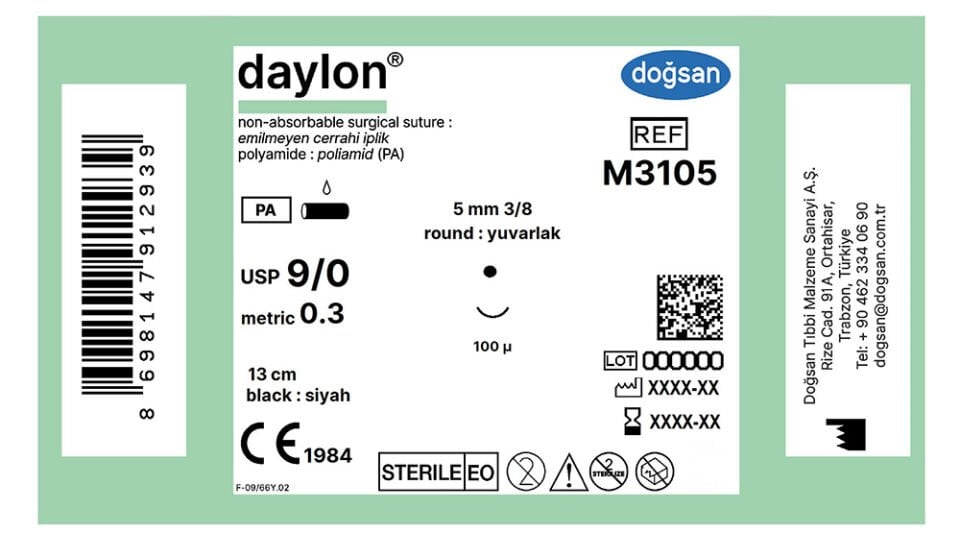 Daylon 9/0 5 3/8 yuvarlak,100µ,13cm