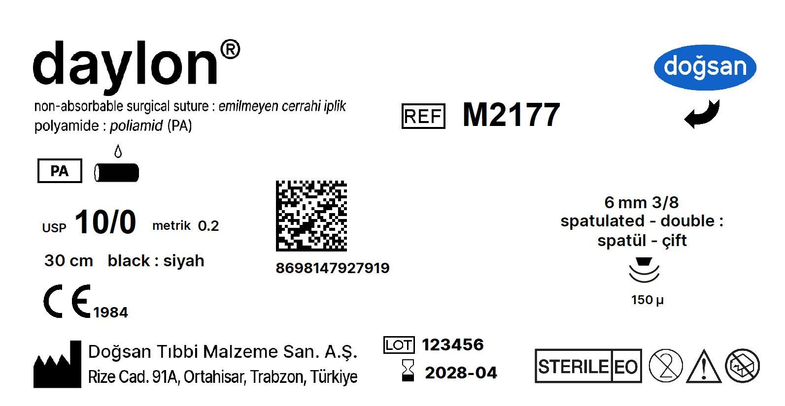 Daylon 10/0 6 3/8 spat(çft),150µ,30cm