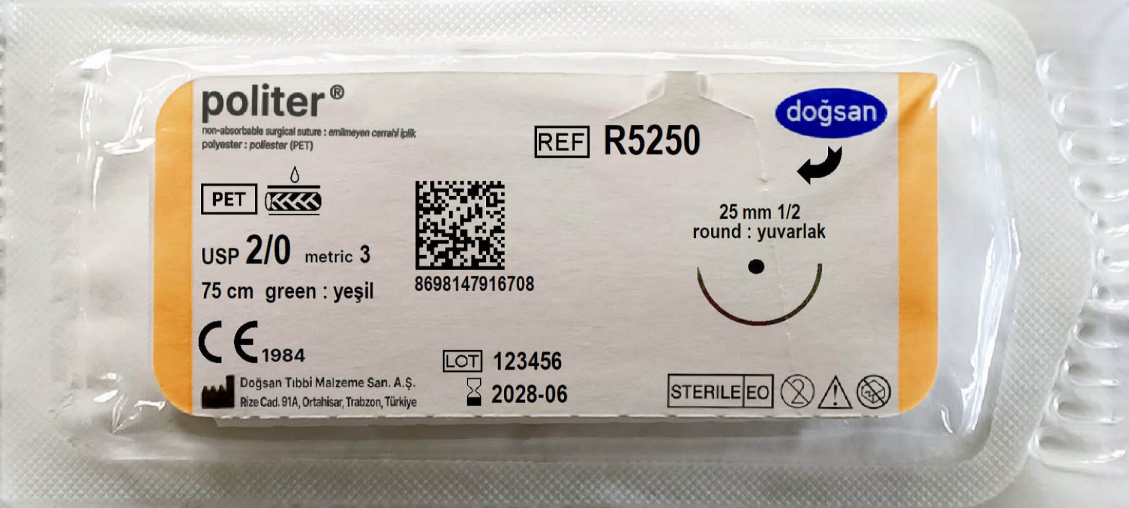 Politer 2/0 25 1/2 yuvarlak,75cm