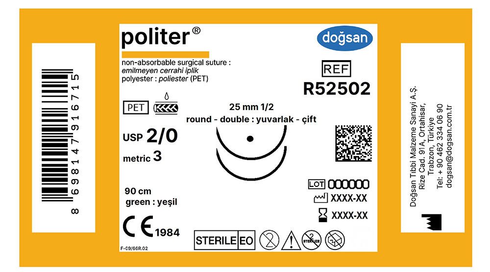 Politer 2/0 25 1/2 yuv(çft),90cm