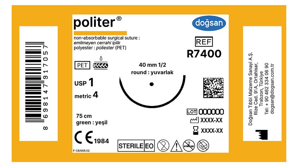 Politer 1 40 1/2 yuvarlak,75cm