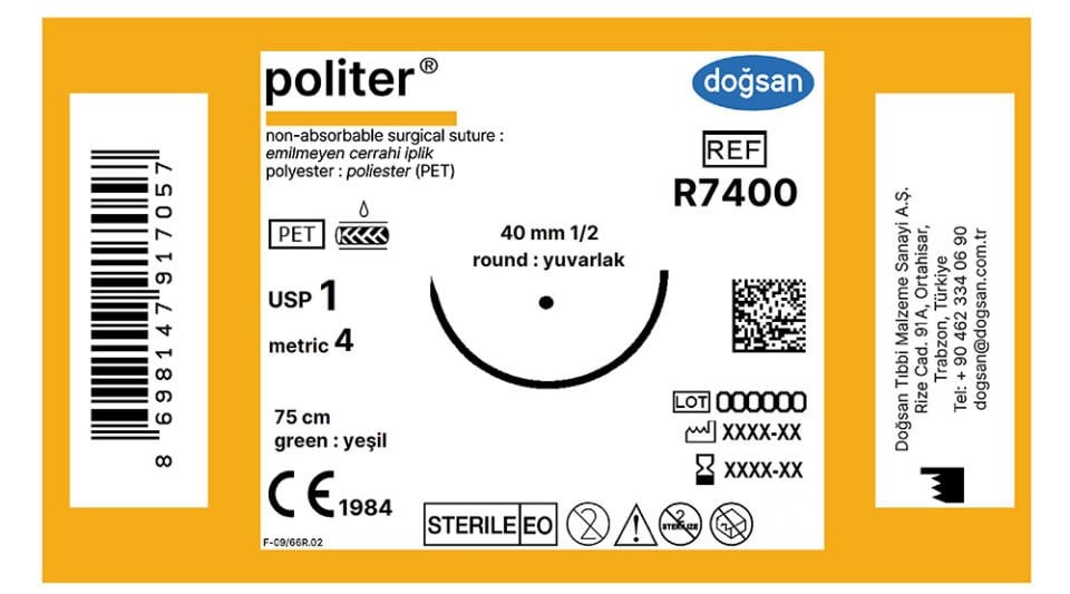 Politer 1 40 1/2 yuvarlak,75cm