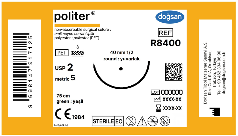 Politer 2 40 1/2 yuvarlak,75cm