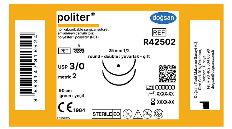 Politer 3/0 25 1/2 yuv(çft),90cm