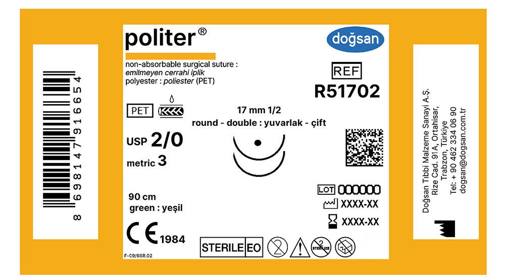 Politer 2/0 17 1/2 yuv(çft),90cm