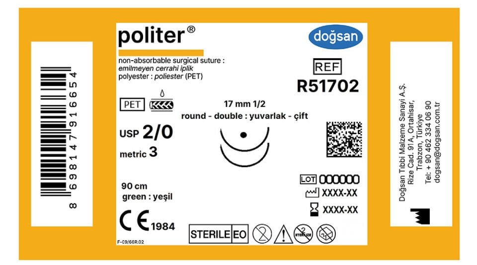 Politer 2/0 17 1/2 yuv(çft),90cm