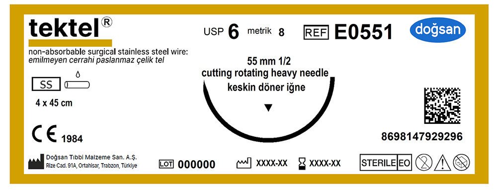 Tektel 6 55 1/2 keskin(▼),dönen,4X45cm