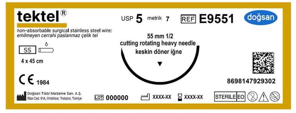 Tektel 5 55 1/2 keskin(▼),dönen,4X45cm