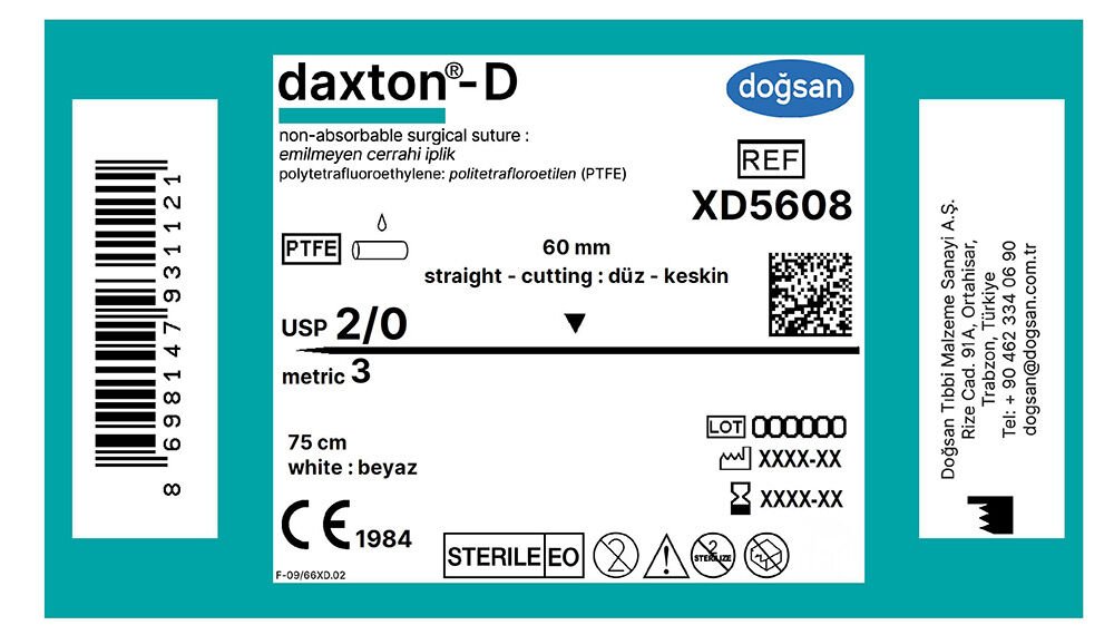 Daxton-D 2/0 60 düz keskin(▼),75cm,byz